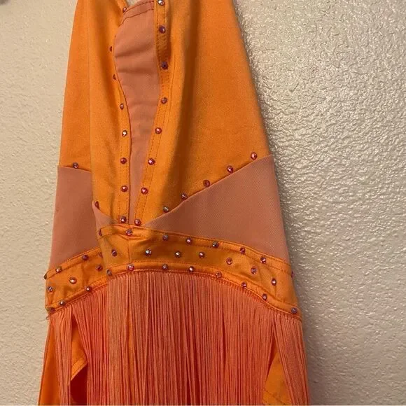 Weissman solo dance costume orange LUSTRE FRINGE HALTER DRESS D11359 SA adult Weissman solo dance costume orange LUSTRE FRINGE HALTER DRESS D11359 SA adult